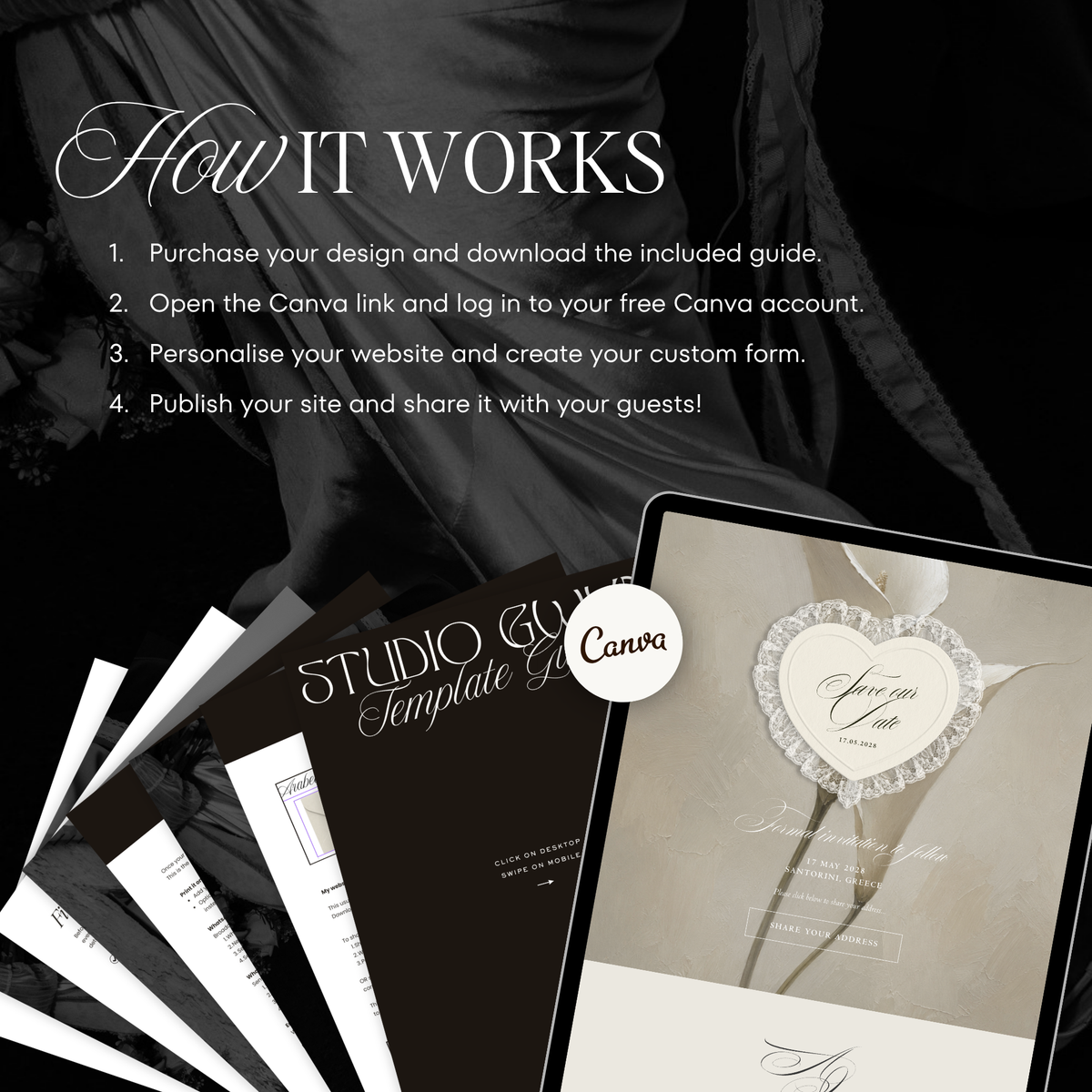 Lace Heart Save The Date Website Template (Lace 0201)