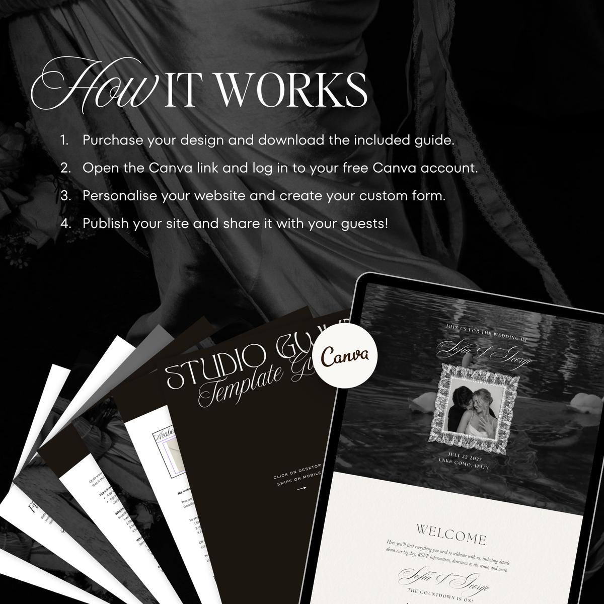 Lace Wedding Website Template with RSVP (Lace 0501)