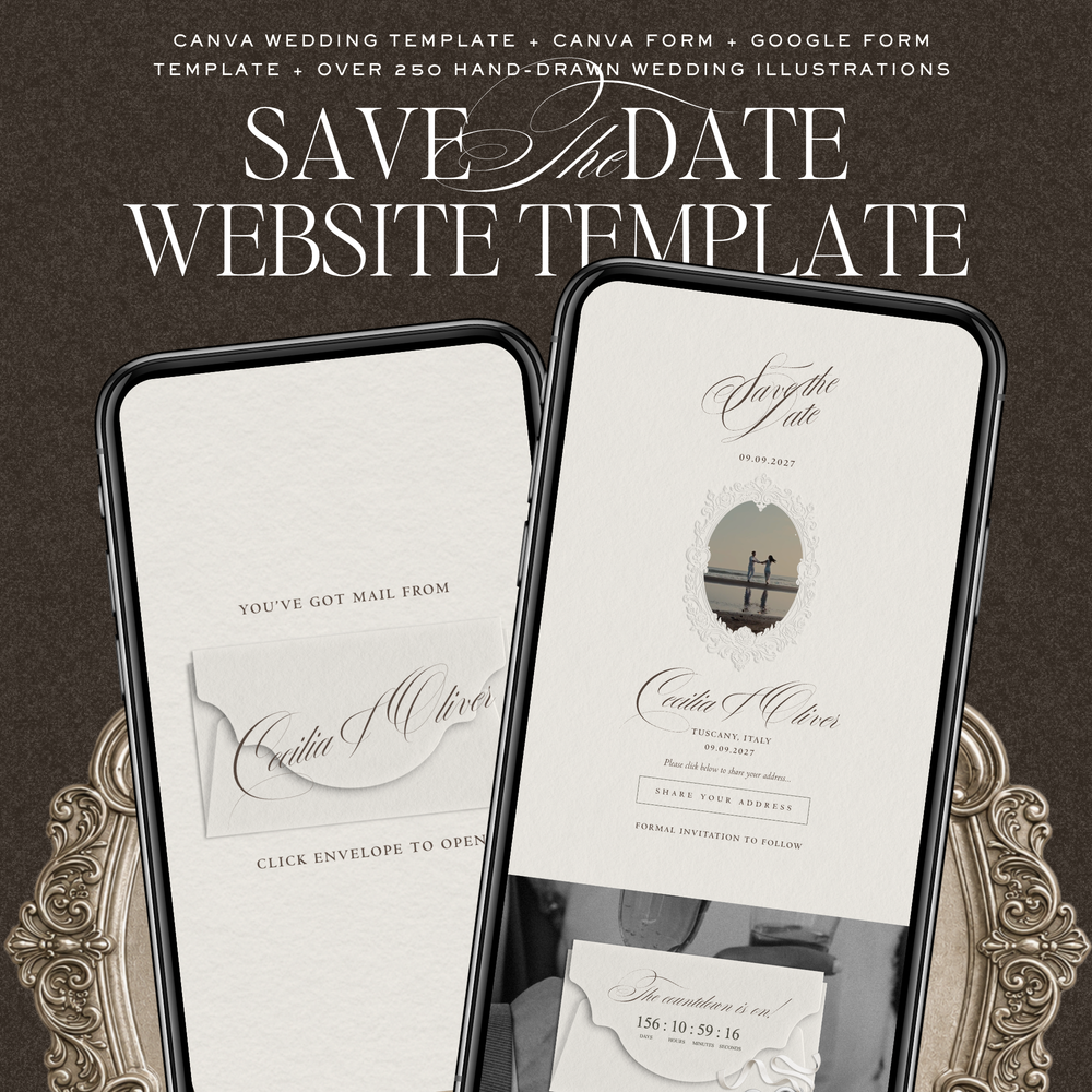 Save The Date Website Template (Vintage 01 - Ivory)