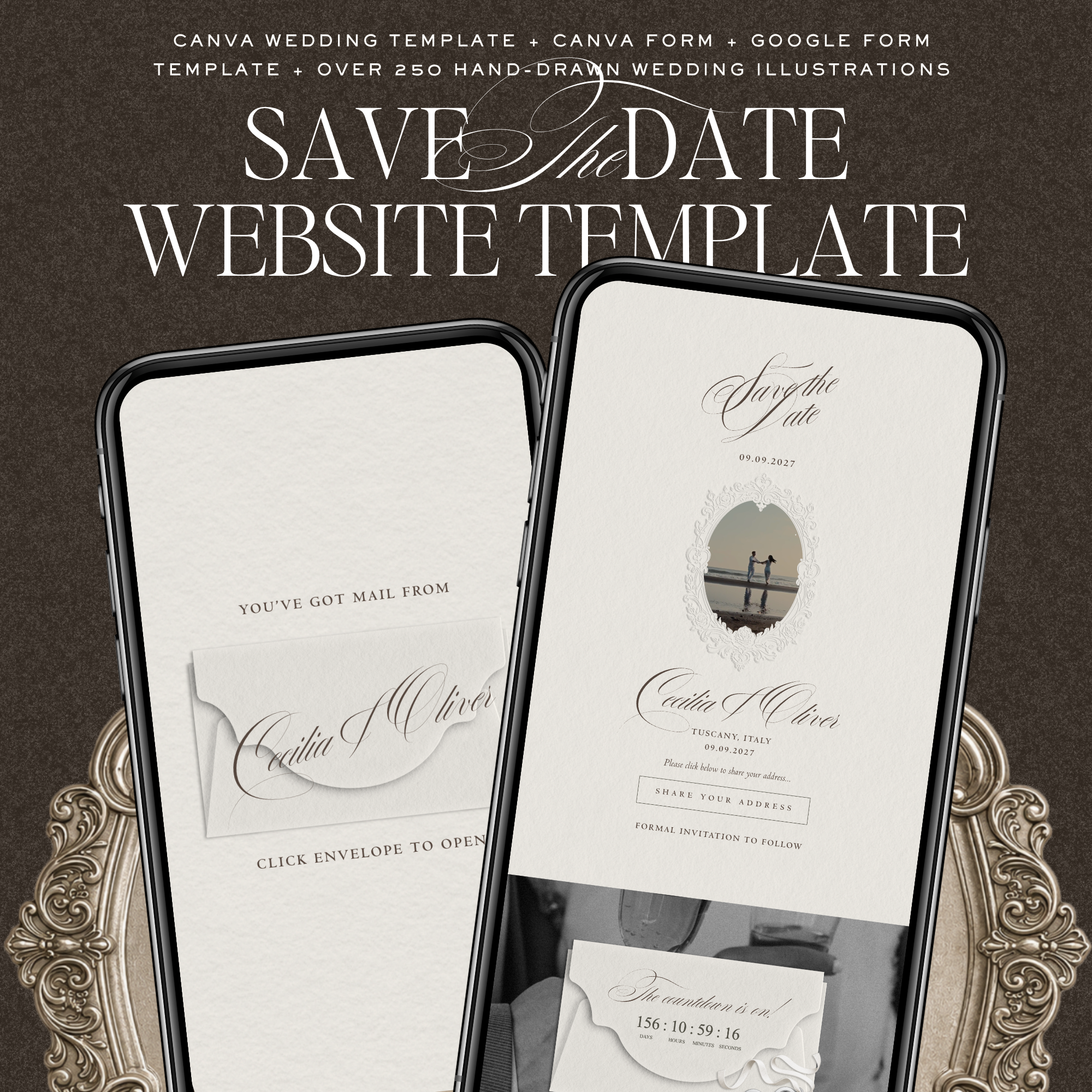 Save The Date Website Template (Vintage 01 - Ivory)