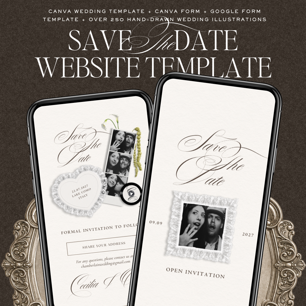 Save The Date Website Template (Romantic 01 - Ivory)