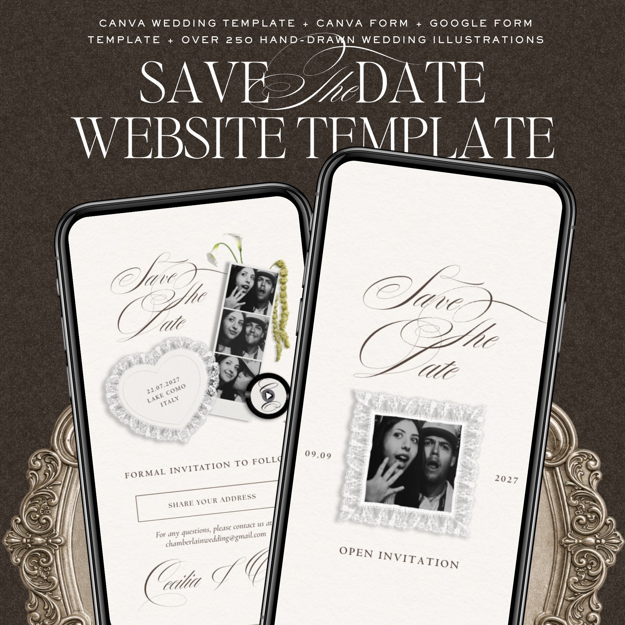 Save The Date Website Template (Romantic 01 - Ivory)