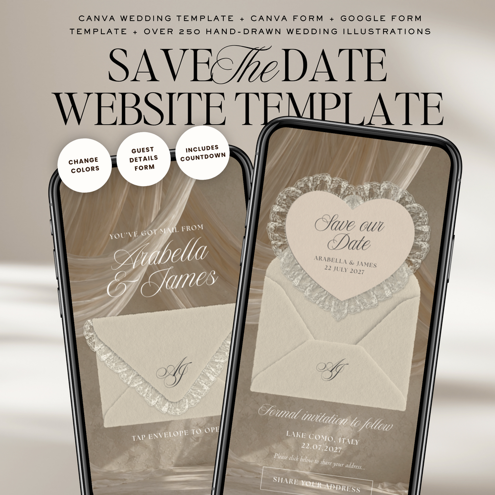 Old Money Save The Date Website Template (Lace 0202)