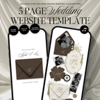 Wedding Website Template with RSVP (Envelope 06 - Brown + Ivory)