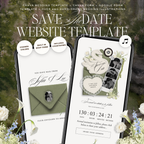 Save The Date Wedding Website Template (Envelope 05 - Sage Green + Ivory)