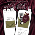 Save The Date Wedding Website Template (Envelope 06 - Green + Burgundy)