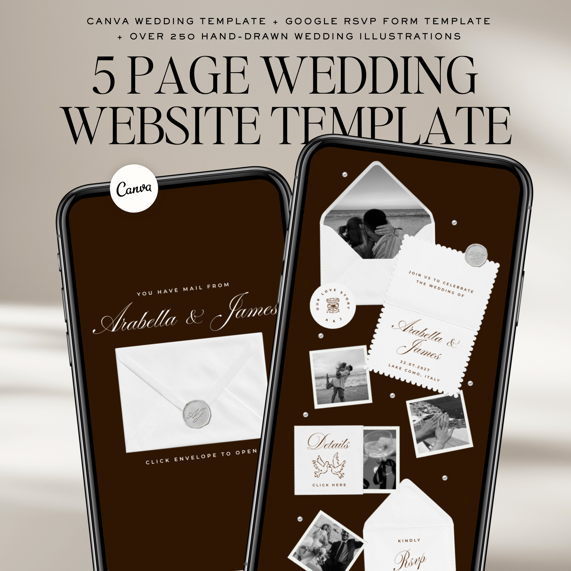 Wedding Website Template with RSVP (Burgundy)