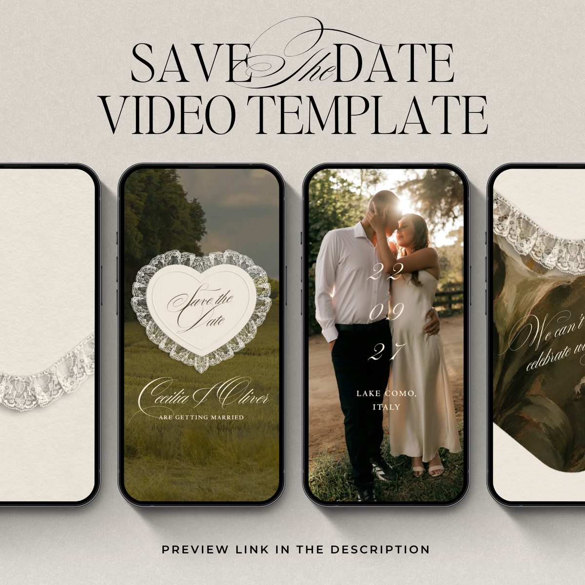 Lace Heart Save The Date Video Template (0102)