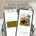 Save The Date Wedding Website Template (Envelope 04 - Olive Green & Burgundy)