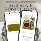 Save The Date Wedding Website Template (Envelope 04 - Olive Green & Burgundy)