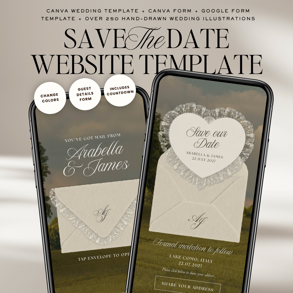 Old Money Save The Date Website Template (Lace 02)