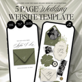 Wedding Website Template with RSVP (Envelope 06 - Sage Green + Ivory)