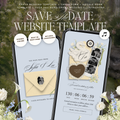Save The Date Wedding Website Template (Envelope 05 - Yellow, Blue + Brown)
