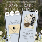 Save The Date Wedding Website Template (Envelope 05 - Yellow, Blue + Brown)