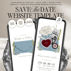 Save The Date Wedding Website Template (Envelope 04 - Blue & Pink)