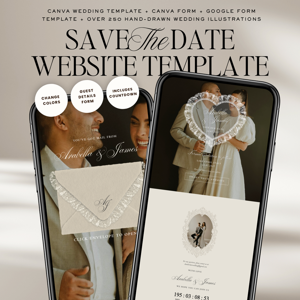 Old Money Save The Date Website Template (Lace 04)