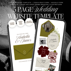 Wedding Website Template with RSVP (Olive Green & Burgundy)