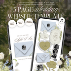 Wedding Website Template with RSVP (Envelope 05 - Blue + Green)