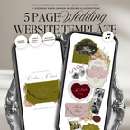 Wedding Website Template with RSVP (Envelope 04 - Olive Green & Burgundy)