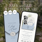 Save The Date Wedding Website Template (Envelope 07 - Blue + Ivory)