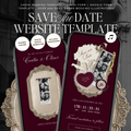 Save The Date Wedding Website Template (Photo Booth Animation 01 - Burgundy)