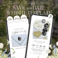 Save The Date Wedding Website Template (Envelope 05 - Blue + Green)