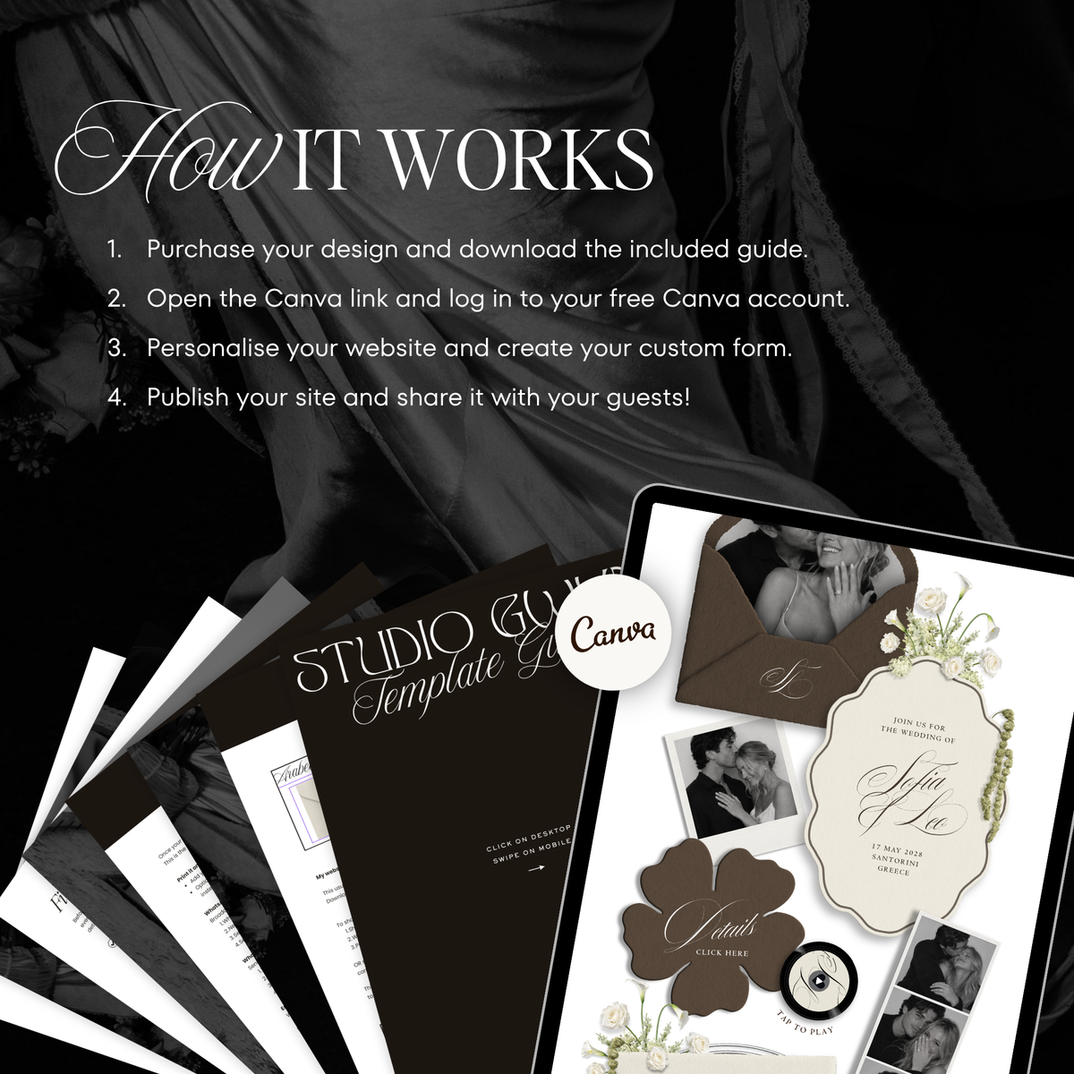 Wedding Website Template with RSVP (Envelope 06 - Brown + Ivory)