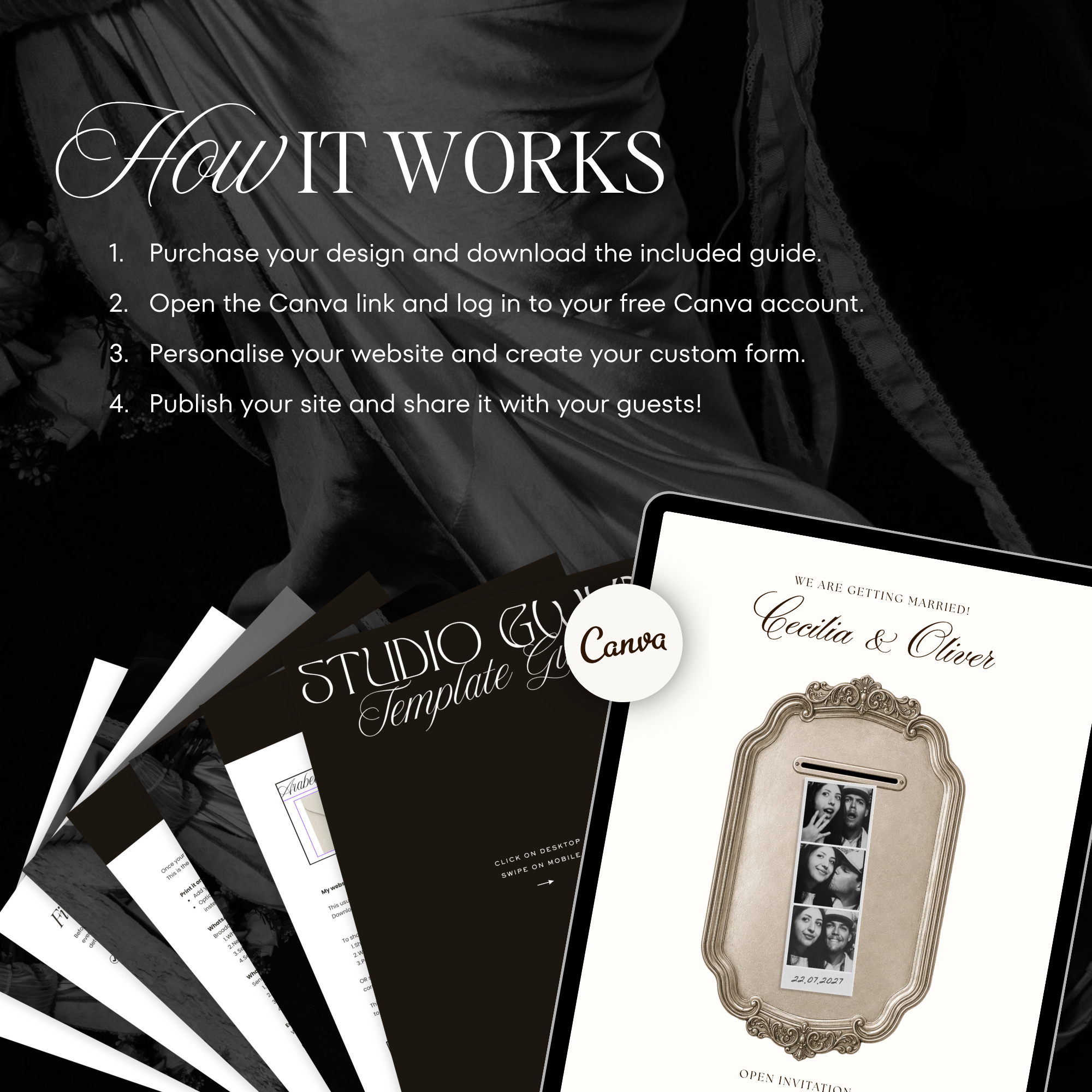 Wedding Website Template with RSVP (Photo Booth 01 - Ivory)