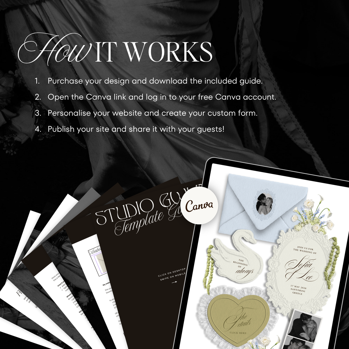 Wedding Website Template with RSVP (Envelope 05 - Blue + Green)