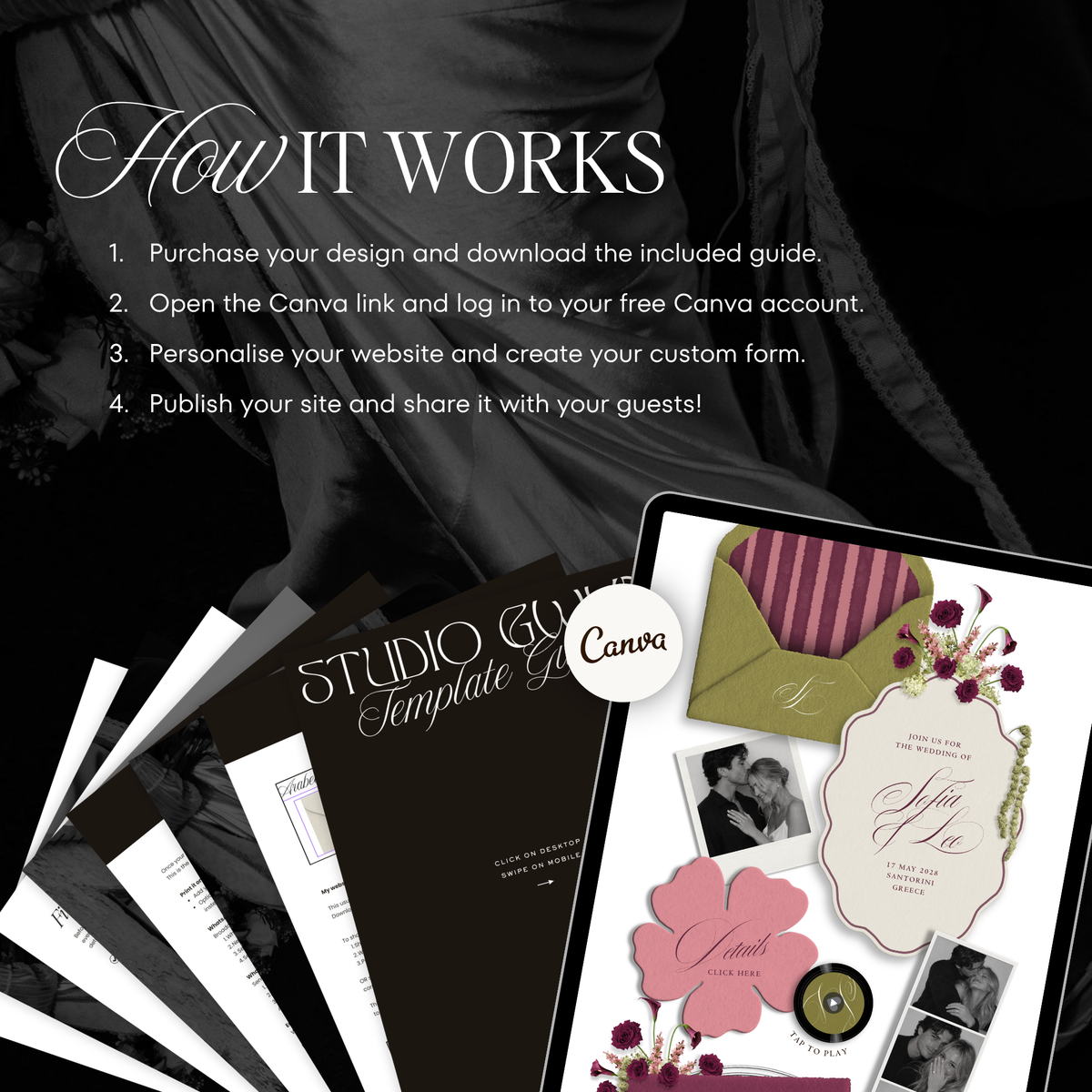Wedding Website Template with RSVP (Envelope 06 - Chartreuse, Pink + Burgundy)