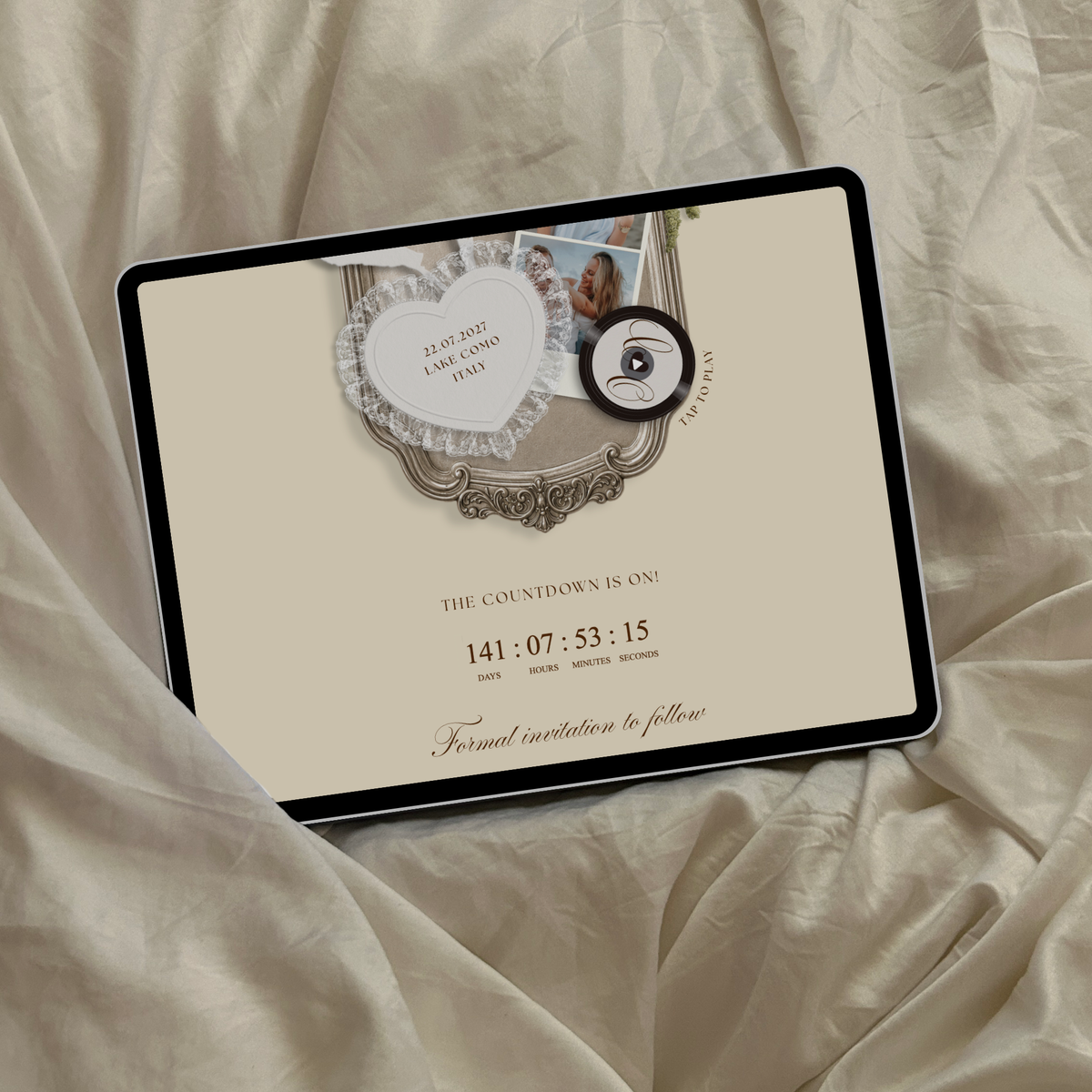 Save The Date Wedding Website Template (Photo Booth Animation 01 - Yellow)