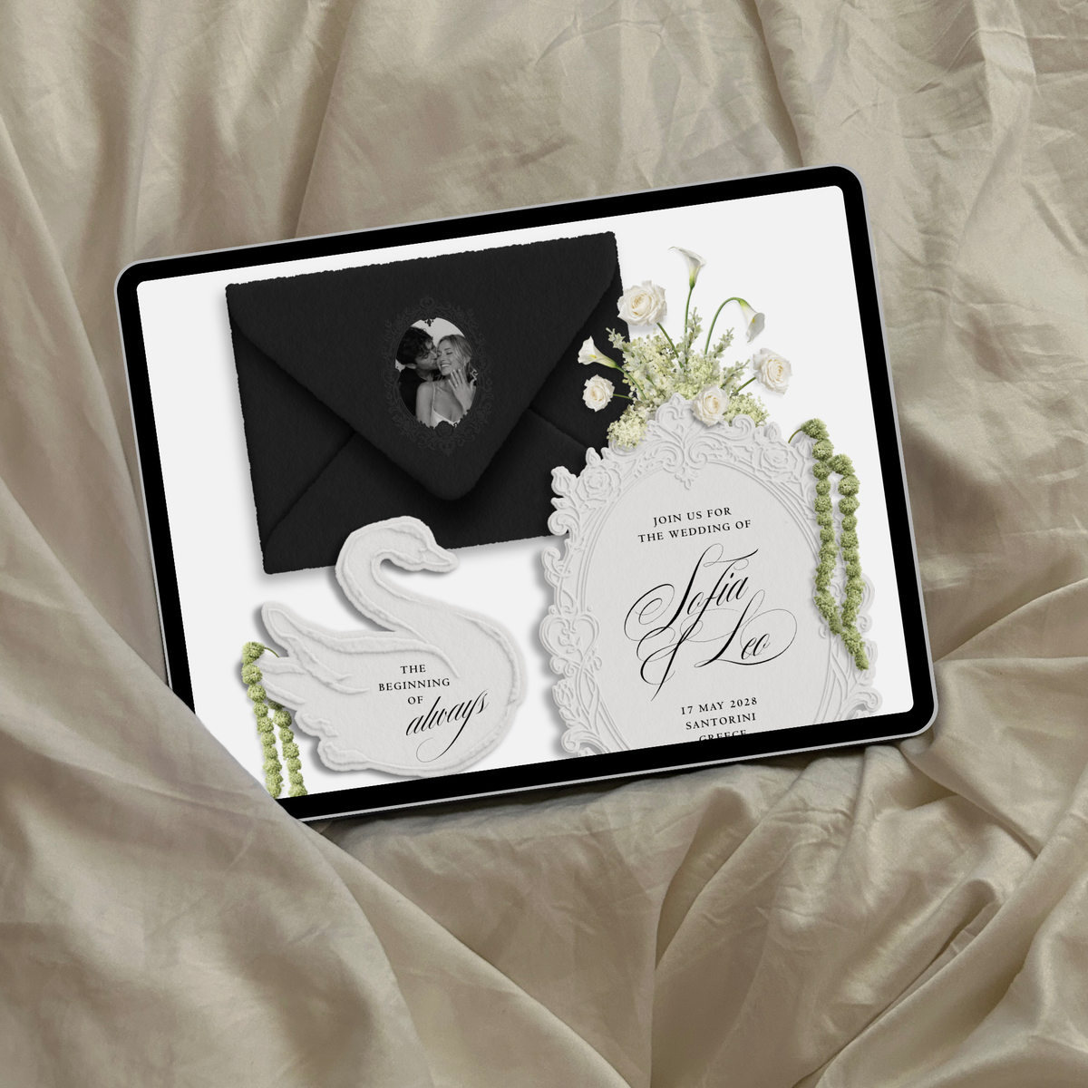 Wedding Website Template with RSVP (Envelope 05 - Black & White)