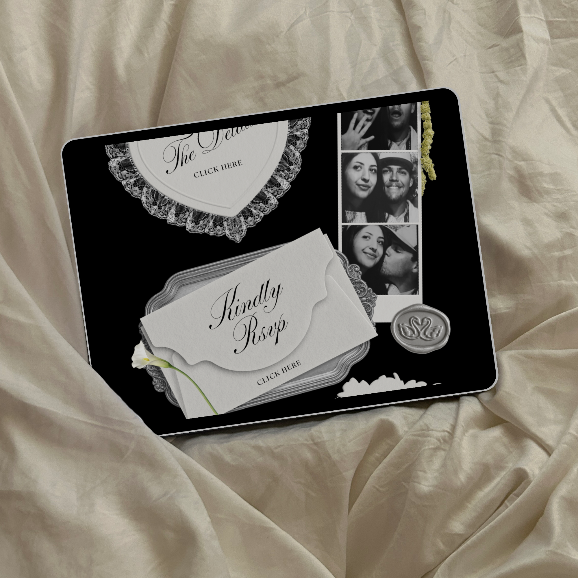 Wedding Website Template with RSVP (Photo Booth 01 - Black)