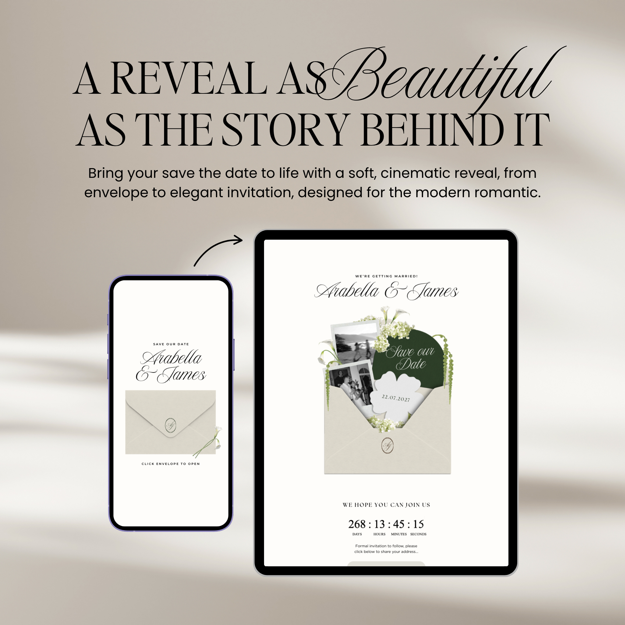 Save The Date Wedding Website Template (White & Green)