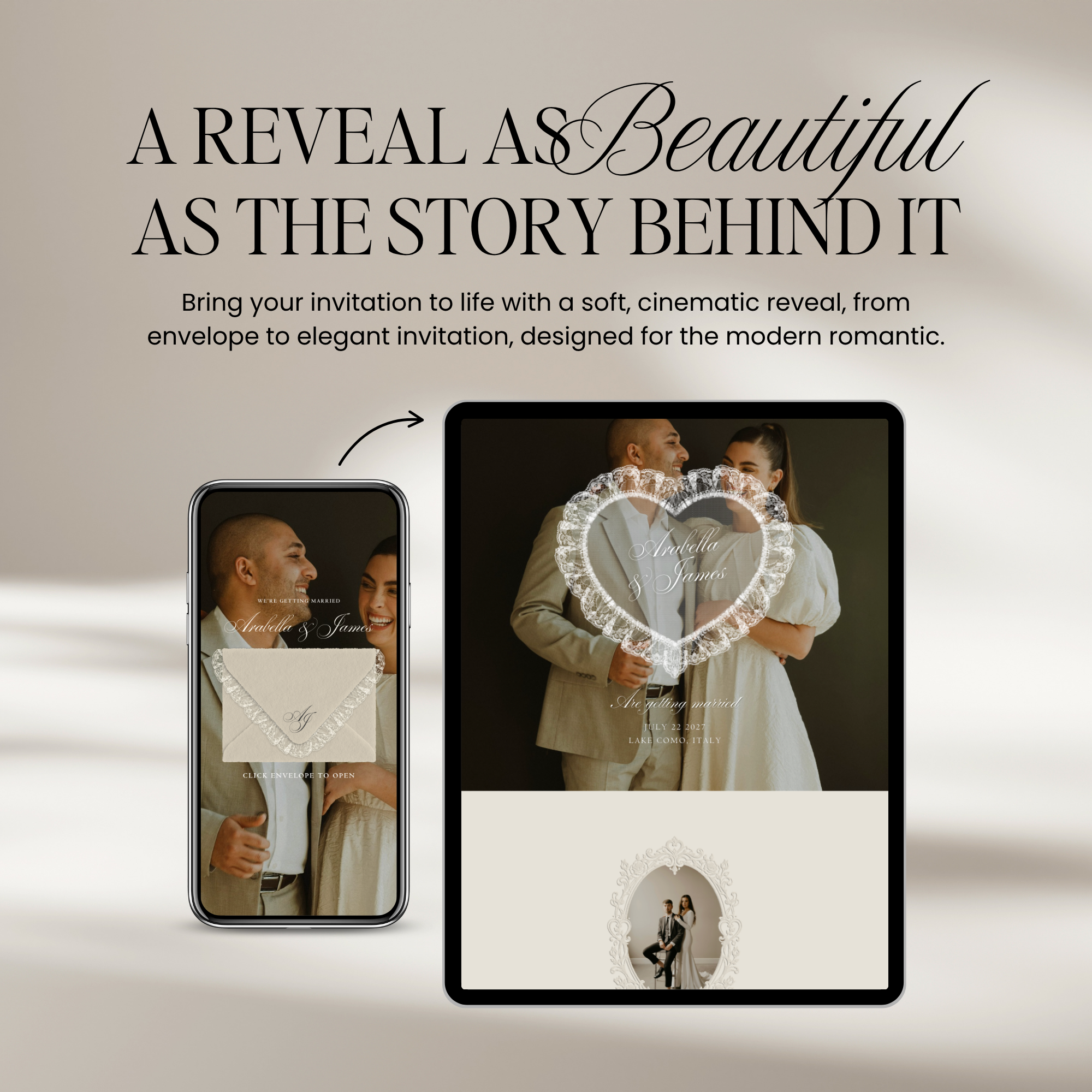 Old Money Lace Wedding Website Template with RSVP (Lace 04)