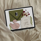 Wedding Website Template with RSVP (Envelope 05 - Green, Pink + Burgundy)
