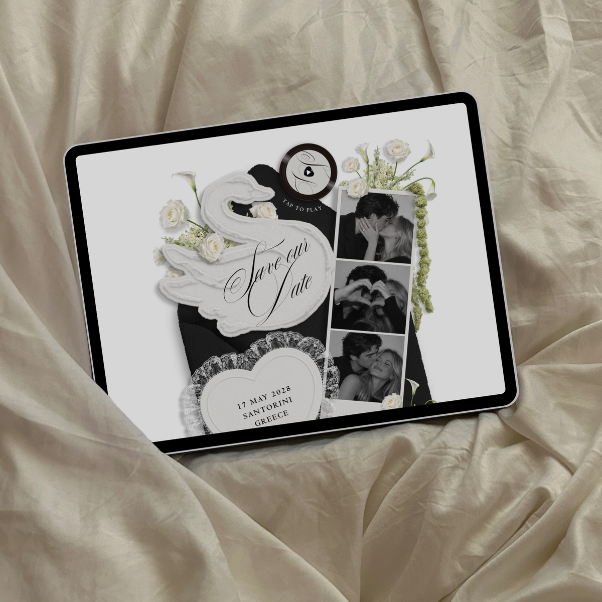 Save The Date Wedding Website Template (Envelope 05 - Black + White)