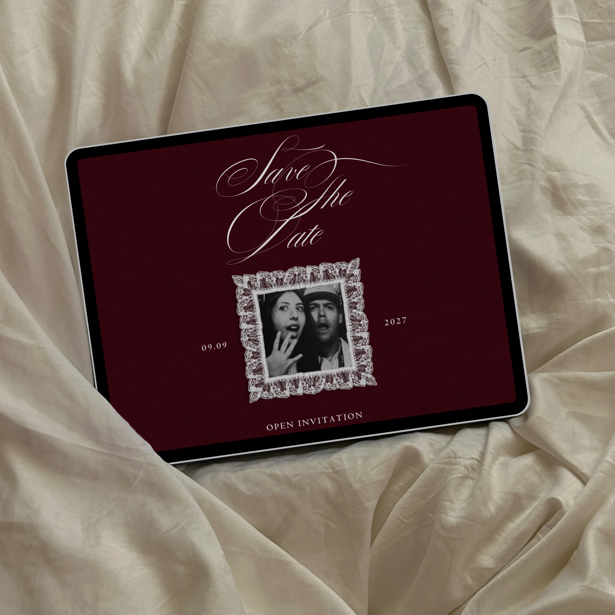 Save The Date Website Template (Romantic 01 - Burgundy)