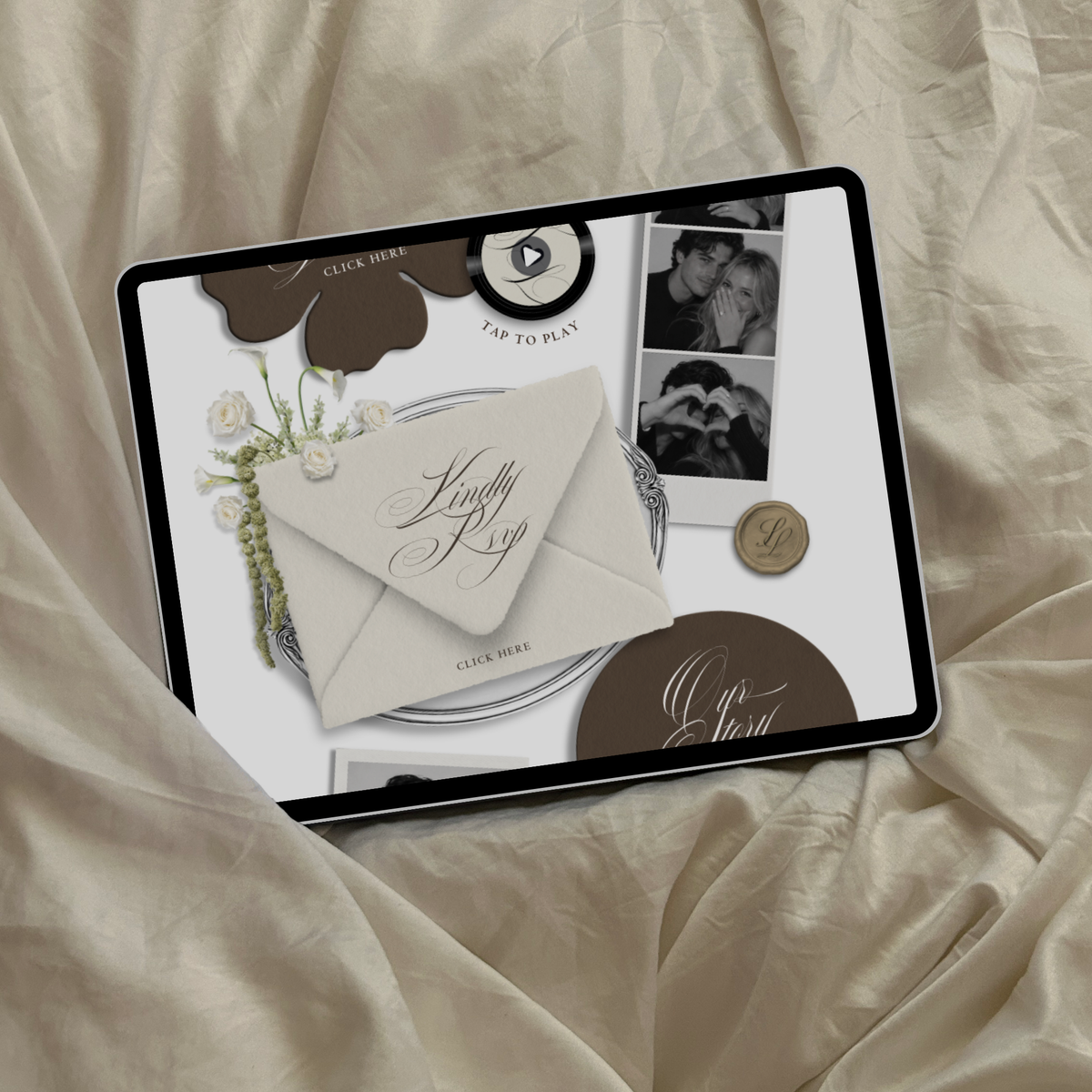 Wedding Website Template with RSVP (Envelope 06 - Brown + Ivory)