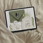 Wedding Website Template with RSVP (Envelope 05 - Sage Green + Ivory)