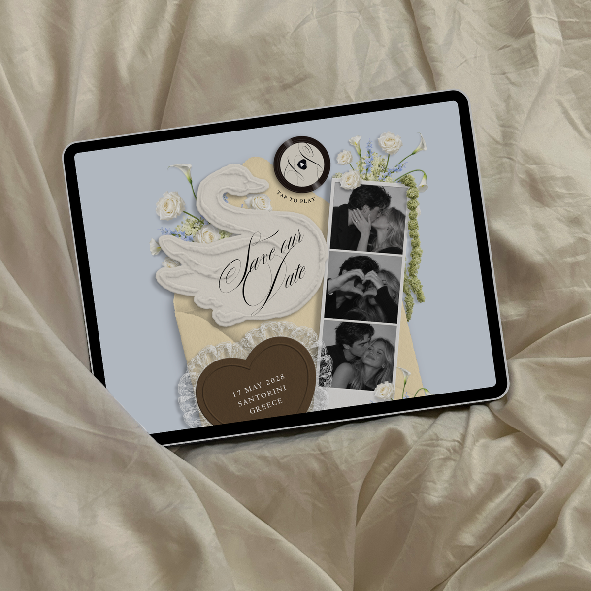 Save The Date Wedding Website Template (Envelope 05 - Yellow, Blue + Brown)