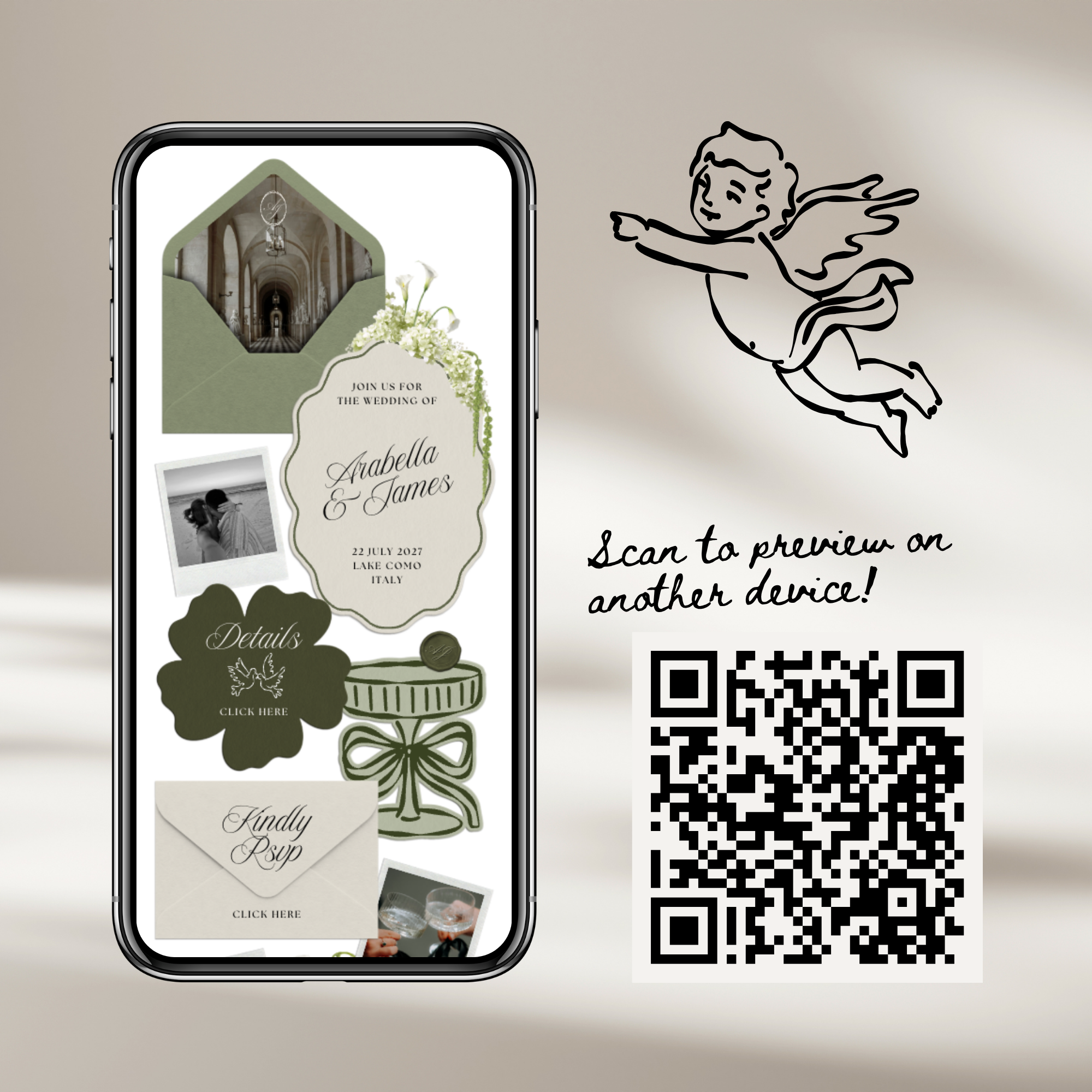 Wedding Website Template with RSVP (Sage & Ivory)