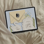Wedding Website Template with RSVP (Envelope 05 - yellow, blue + brown)