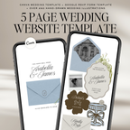 Wedding Website Template with RSVP (Brown & Dusty Blue)