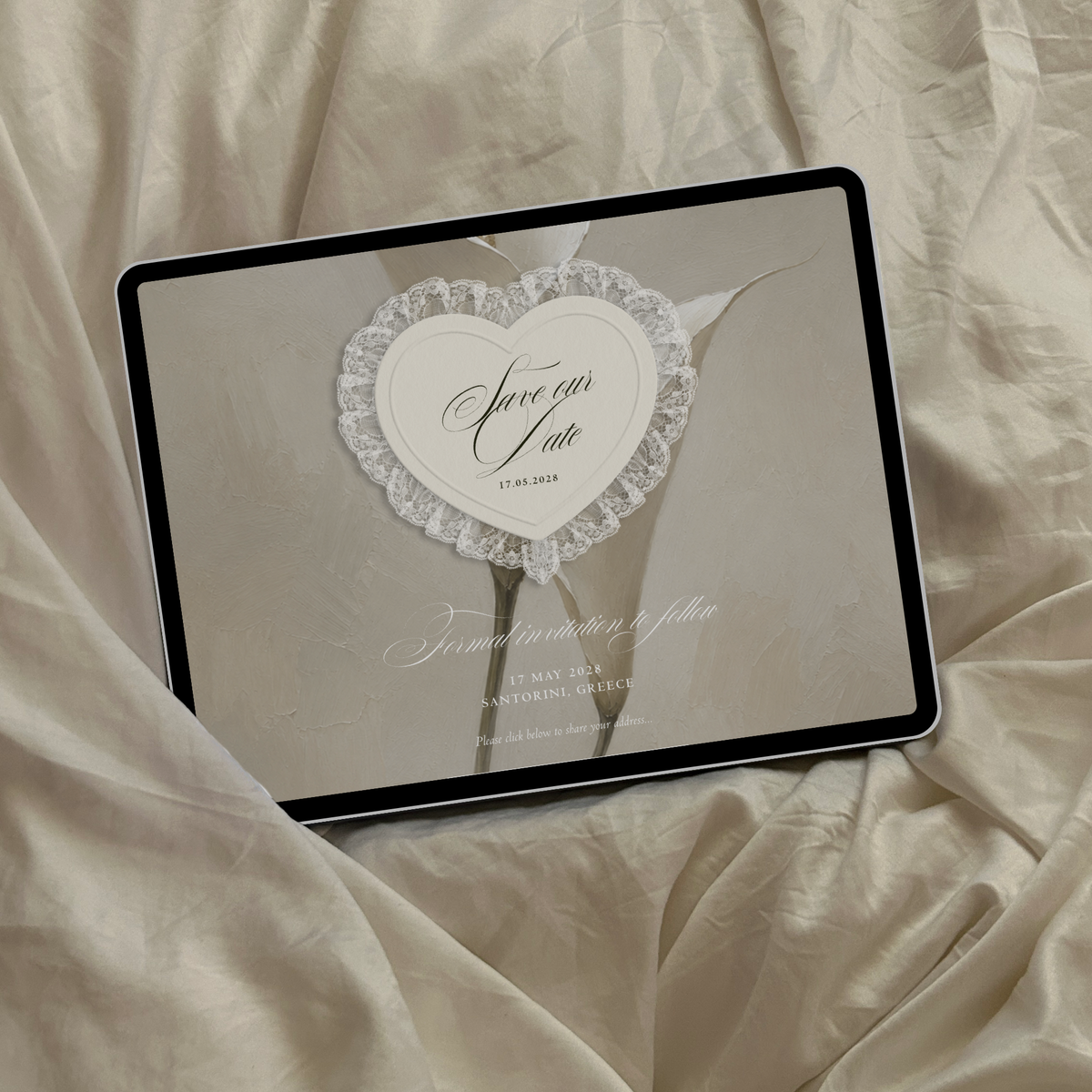 Lace Heart Save The Date Website Template (Lace 0201)