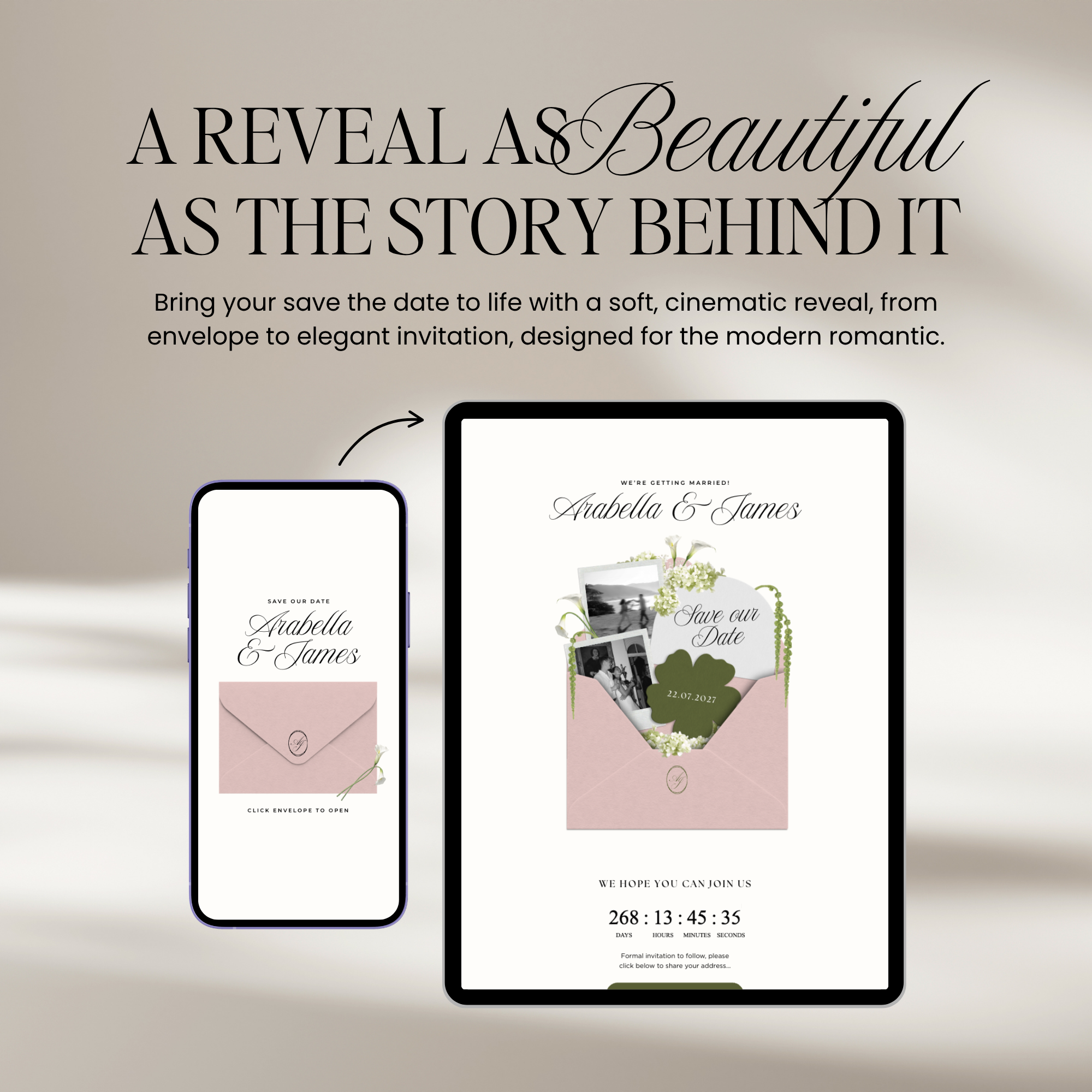 Save The Date Wedding Website Template (Pink & Green)