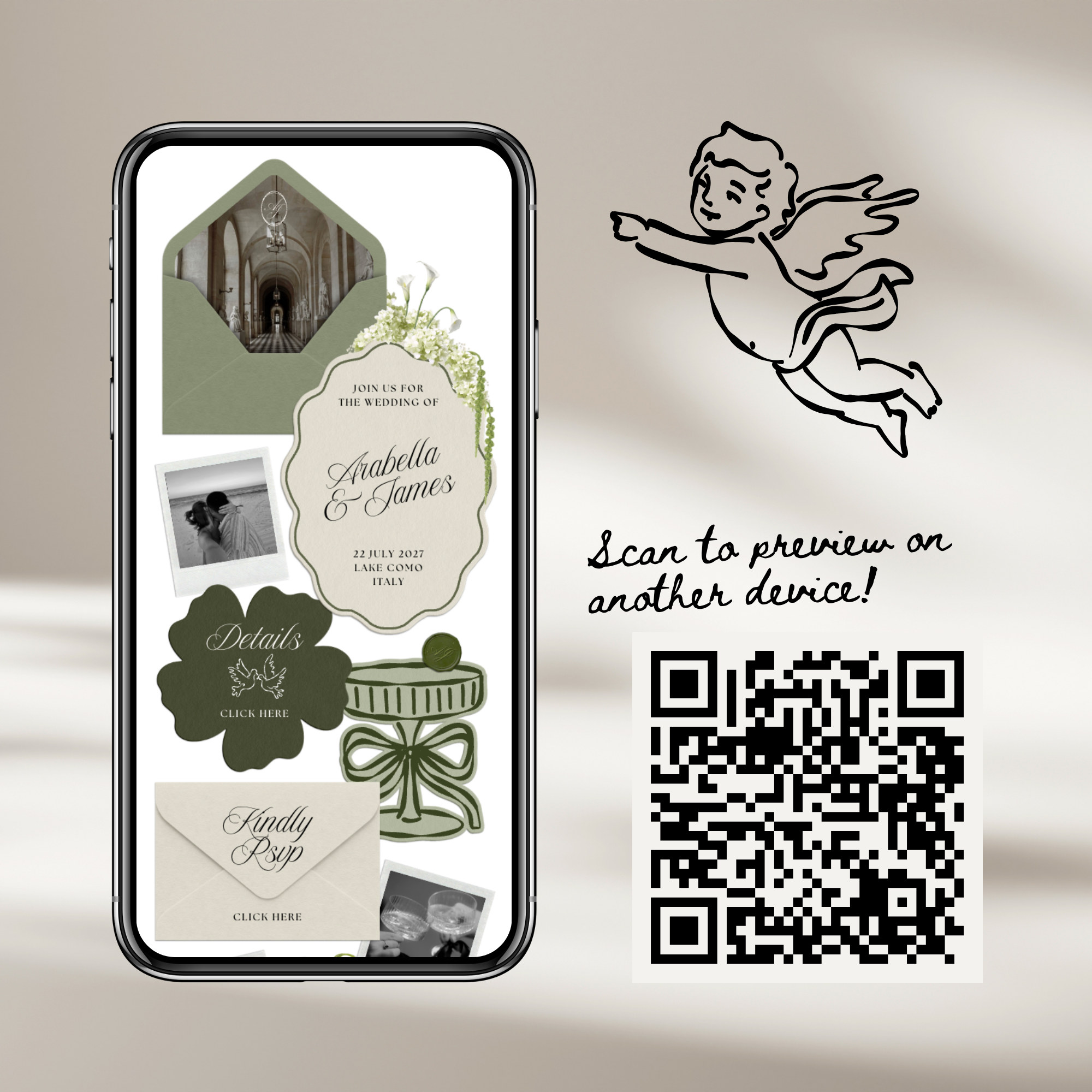 Wedding Website Template with RSVP (Sage & Ivory)