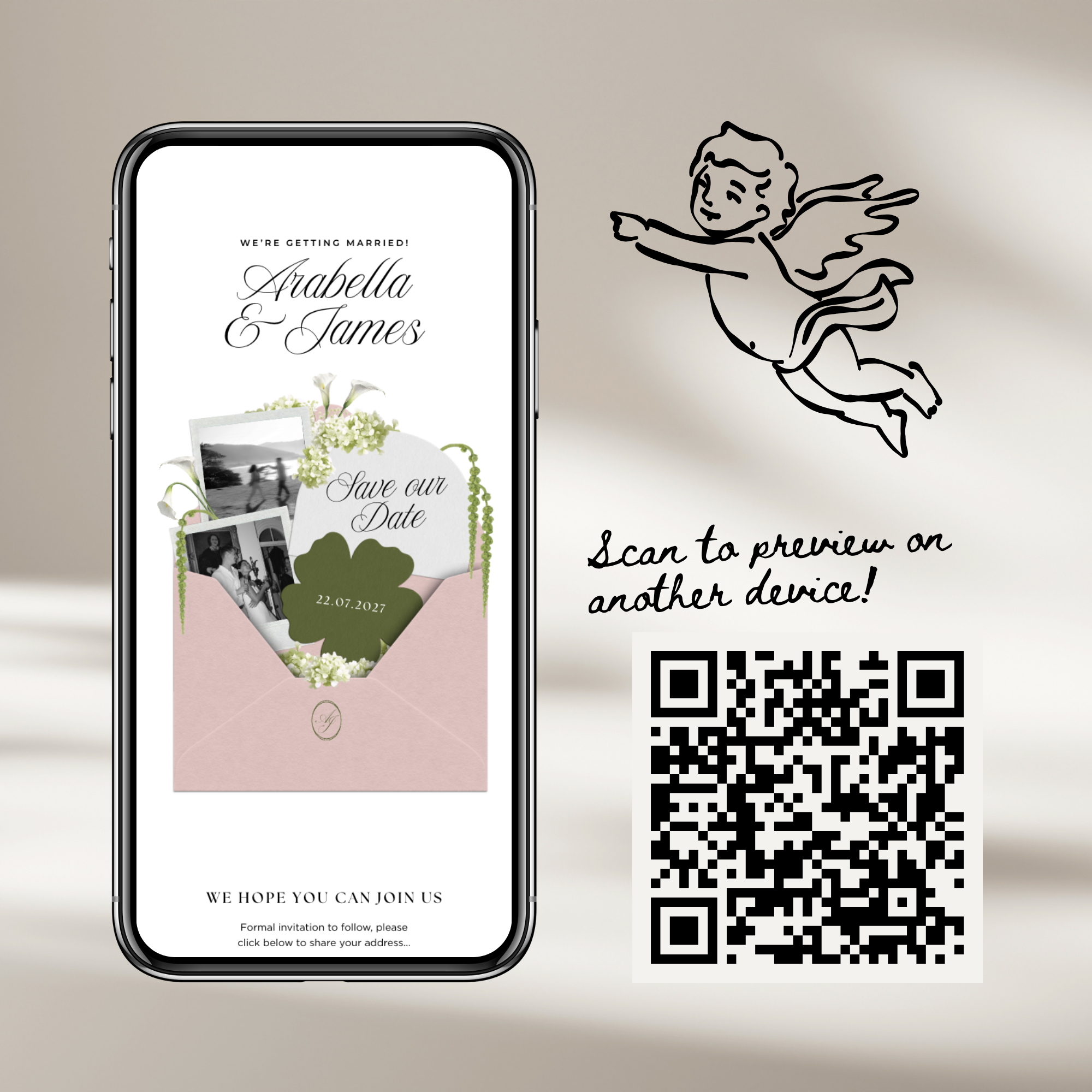 Save The Date Wedding Website Template (Pink & Green)