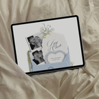 Save The Date Wedding Website Template (Envelope 07 - Blue + Ivory)