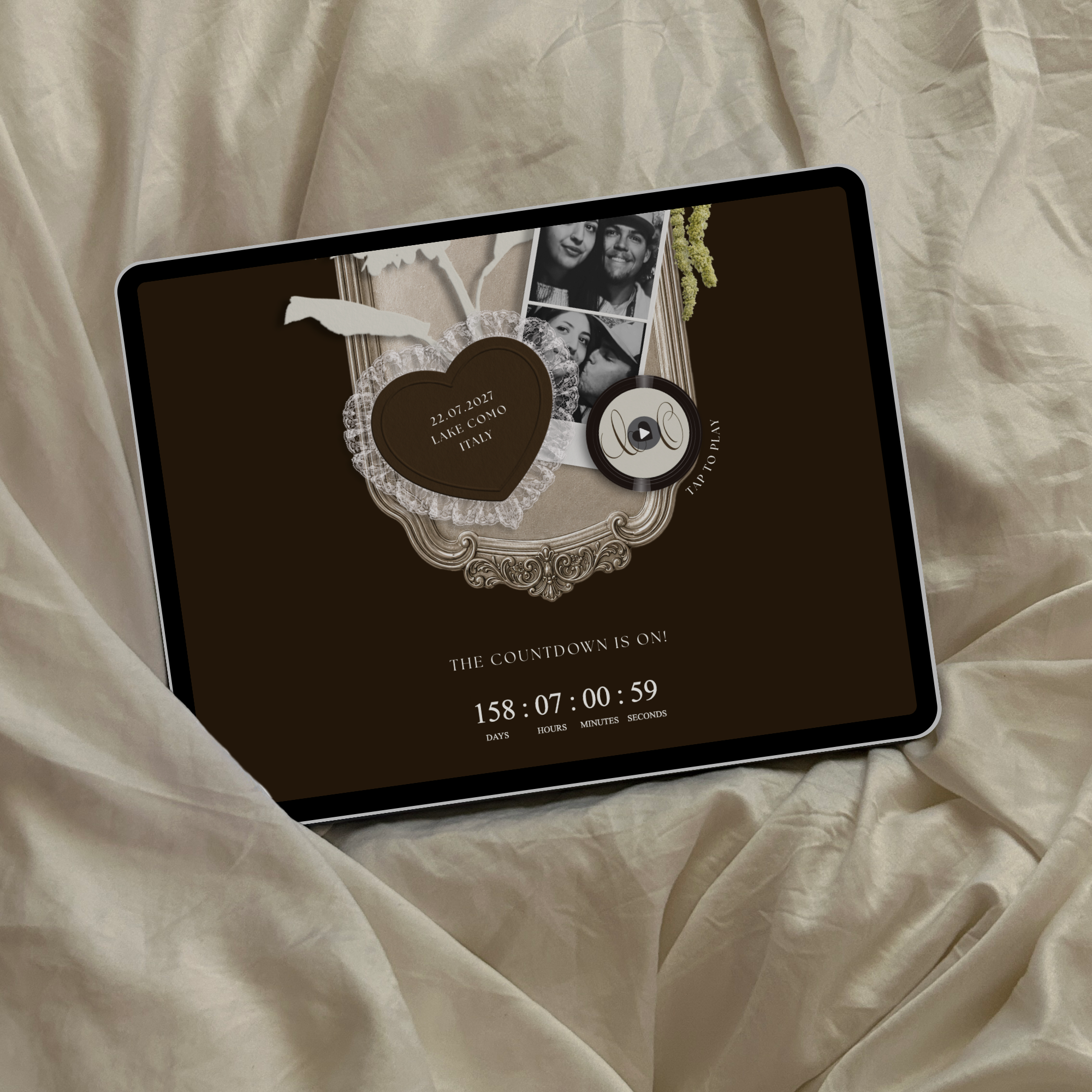 Save The Date Wedding Website Template (Photo Booth Animation 01 - Brown)